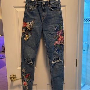 top shop embroidered jamie jeans